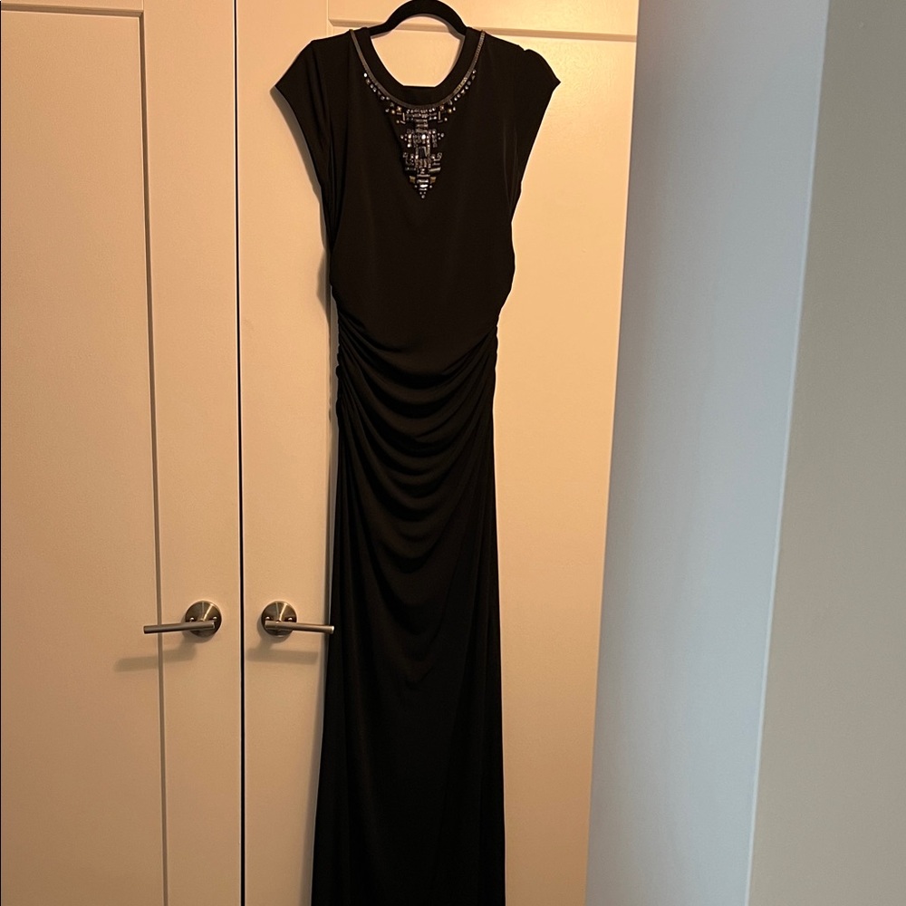 LAUNDRY Elegant Black RHINESTONE Evening Gown size 8 detail beading